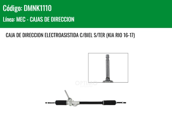Imagen de DMNK1110 CREMALLERA ELECTROASISTIDA C/BIEL S/TER CHRYSLER DODGE ATTITUDE 1.6L 12-14 KIA RIO 16-17