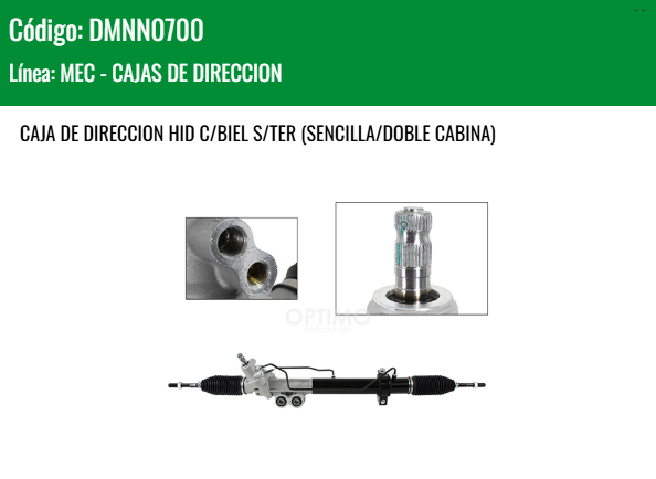 Imagen de DMNN0700 CREMALLERA HIDRAULICA C/BIEL S/TER NISSAN NP-300 FRONTIER D23  2WD 4WD 2.5L 16-25
