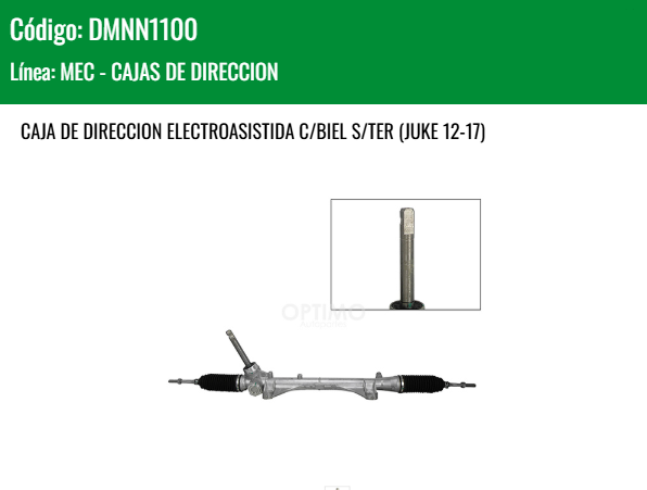 Imagen de DMNN1100 CREMALLERA ELECTROASISTIDA C/BIEL S/TER NISSAN JUKE 12-17 TIIDA 1.6L 1.8L 06-17