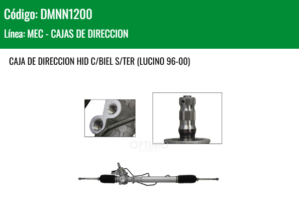 Imagen de DMNN1200 CREMALLERA HIDRAULICA C/BIEL S/TER NISSAN LUCINO 96-00 SENTRA B-14 2.0L 96-00