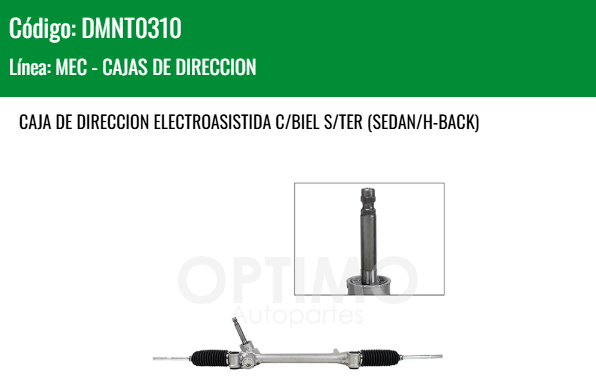 Imagen de DMNT0310 CREMALLERA ELECTROASISTIDA C/BIEL S/TER TOYOTA YARIS 1.5L 16-22 SEDAN HATCHBACK