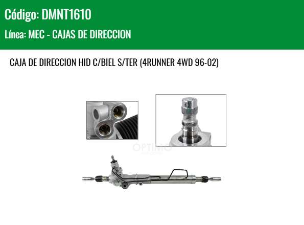 Imagen de DMNT1610 CREMALLERA HIDRAULICA  C/BIEL S/TER TOYOTA 4RUNNER 4WD 96-02 TOYOTA TACOMA 4WD 2.7L 3.4L 95-04