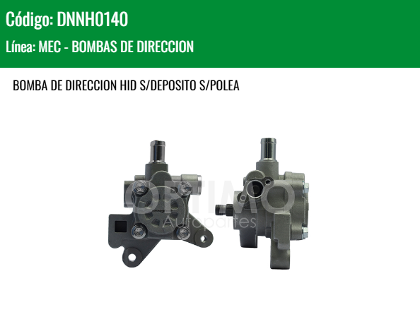 Imagen de DNNH0140 BOMBA DE DIRECCION HIDRAULICA S/DEPOSITO S/POLEA HONDA ACCORD 2.3L 98 - 02