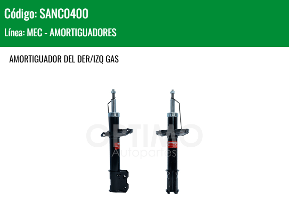 Imagen de SANC0400 AMORTIGUADOR DELANTERO DER/IZQ GAS CHEVROLET TORNADO 1.8L 2012-2020