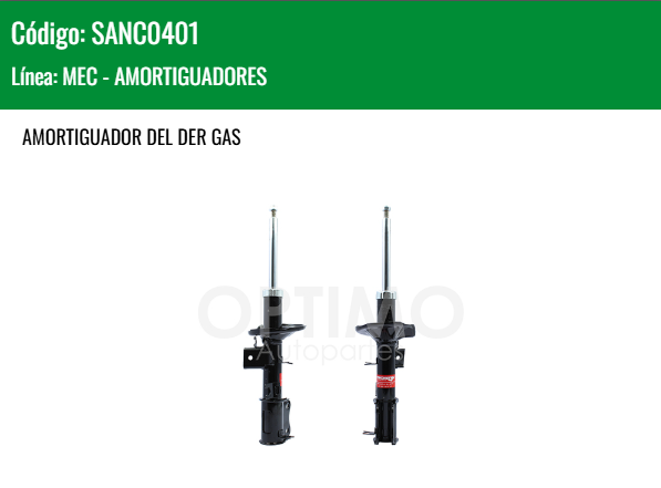 Imagen de SANC0401 AMORTIGUADOR DELANTERO DERECHO GAS CHEVROLET TORNADO VAN 1.5L 2021-2025