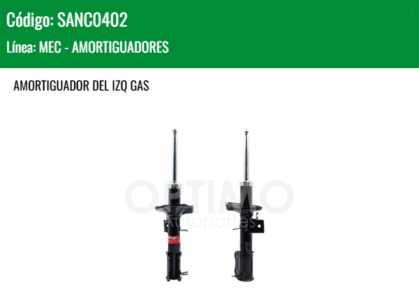 Imagen de SANC0402 AMORTIGUADOR DELANTERO IZQUIERDO GAS CHEVROLET TORNADO VAN 1.5L 2021-2025