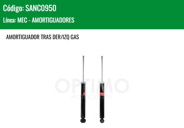 Imagen de SANC0950 AMORTIGUADOR TRASERO DER/IZQ GAS CHEVROLET SONIC 1.6L 2012-2018