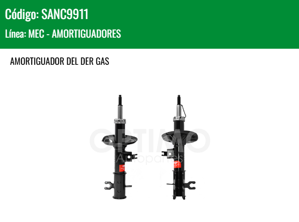 Imagen de SANC9911 AMORTIGUADOR DELANTERO DERECHO GAS CHEVROLET AVEO 1.5L 2018-2023