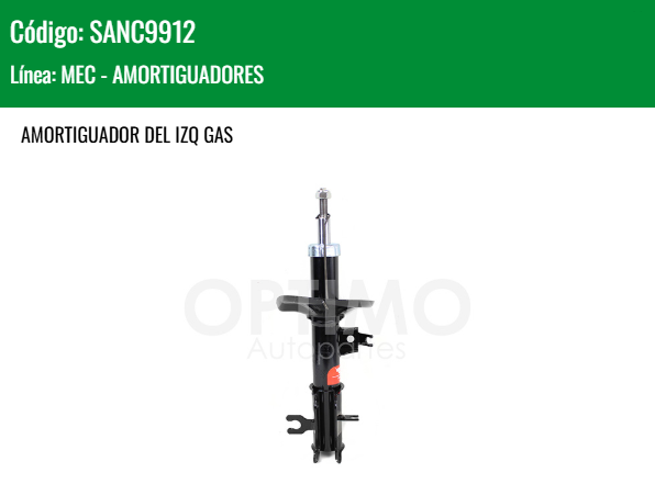 Imagen de SANC9912 AMORTIGUADOR DELANTERO IZQUIERDO GAS CHEVROLET AVEO 1.5L 2018-2023