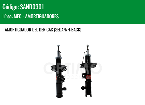 Imagen de SAND0301 AMORTIGUADOR DELANTERO DERECHO GAS HYUNDAI GRAND I-10 1.2L 15-25 SEDAN HATCHBACK