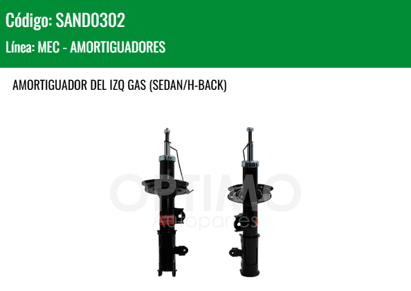 Imagen de SAND0302 AMORTIGUADOR DELANTERO IZQUIERDO GAS HYUNDAI GRAND I-10 1.2L 2015-2025 SEDAN HATCHBACK