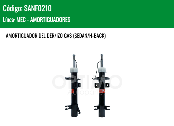 Imagen de SANF0210 AMORTIGUADOR DELANTERO DER/IZQ GAS FORD FIESTA FIRST 1.6L 03-10 SEDAN HATCHBACK