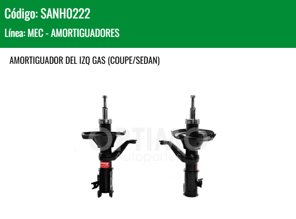Imagen de SANH0222 AMORTIGUADOR DELANTERO IZQUIERDO GAS HONDA CIVIC 1.6L/1.7L/2.0L 2001-2002 COUPE SEDAN