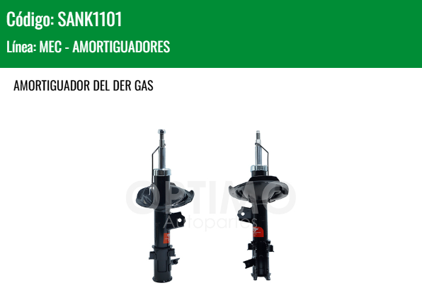Imagen de SANK1101 AMORTIGUADOR DELANTERO DERECHO GAS CHRYSLER DODGE ATTITUDE 1.4L 1.6L L4 2006-2011