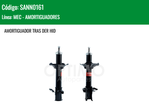 Imagen de SANN0161 AMORTIGUADOR TRASERO DERECHO HIDRAULICO NISSAN TSURU III 1.6L 92-17