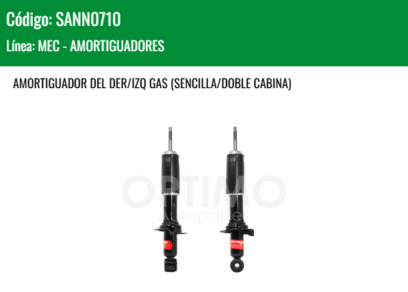 Imagen de SANN0710 AMORTIGUADOR DELANTERO DER/IZQ GAS NISSAN NP-300 FRONTIER D23 2WD 4WD 2.5L 16-25