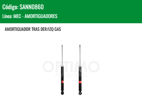 Imagen de SANN0860 AMORTIGUADOR TRASERO DER/IZQ GAS NISSAN MARCH 1.6L 11-25