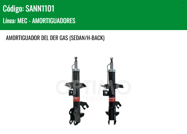 Imagen de SANN1101 AMORTIGUADOR DELANTERO DERECHO GAS NISSAN TIIDA 1.6L 1.8L 2006-2017 SEDAN HATCHBACK