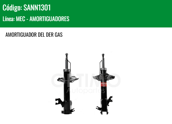 Imagen de SANN1301 AMORT DEL DER NISSAN SENTRA B-15 1.8L/2.0L 01-06  GP252