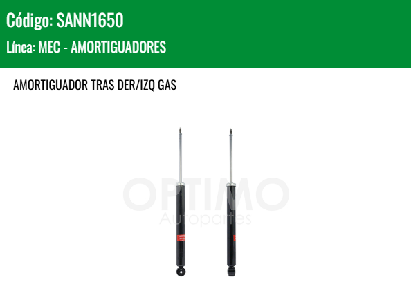 Imagen de SANN1650 AMORTIGUADOR TRASERO DER-IZQ GAS NISSAN SENTRA B-18 2.0L 21-25