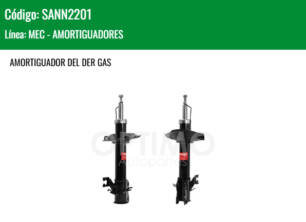 Imagen de SANN2201 AMORTIGUADOR DELANTERO DERECHO GAS NISSAN X-TRAIL 2.5L 01-07
