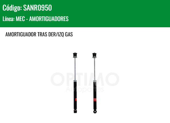 Imagen de SANR0950 AMORTIGUADOR TRASERO DER/IZQ GAS RENAULT KWID 1.0L 19-2
