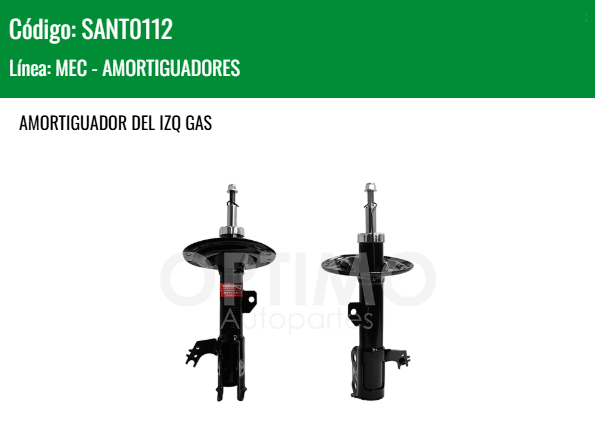 Imagen de SANT0112 AMORTIGUADOR DELANTERO IZQUIERDO GAS TOYOTA CAMRY 2.5L 3.5L 12-17