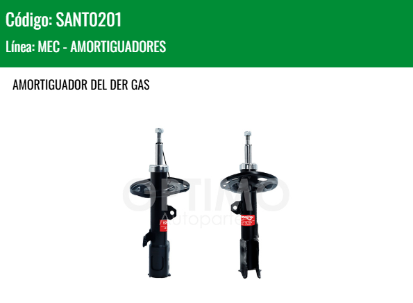 Imagen de SANT0201 AMORTIGUADOR DELANTERO DERECHO GAS TOYOTA COROLLA 1.8L 14-19