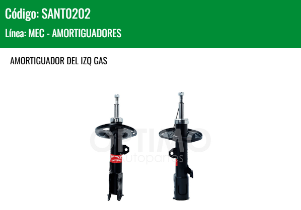 Imagen de SANT0202 AMORTIGUADOR DELANTERO IZQUIERDO GAS TOYOTA COROLLA 1.8L 14-19