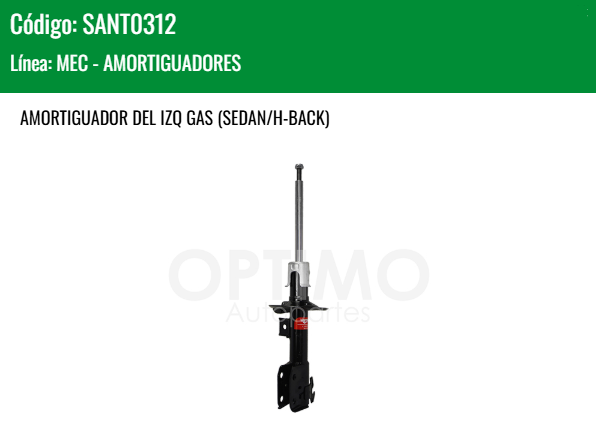 Imagen de SANT0312 AMORTIGUADOR DELANTERO IZQUIERDO TOYOTA YARIS 1.5L 18-22 SEDAN HATCHBACK