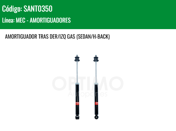 Imagen de SANT0350 AMORTIGUADOR TRASERO DER/IZQ GAS TOYOTA YARIS 1.5L 06-15 SEDAN HATCHBACK