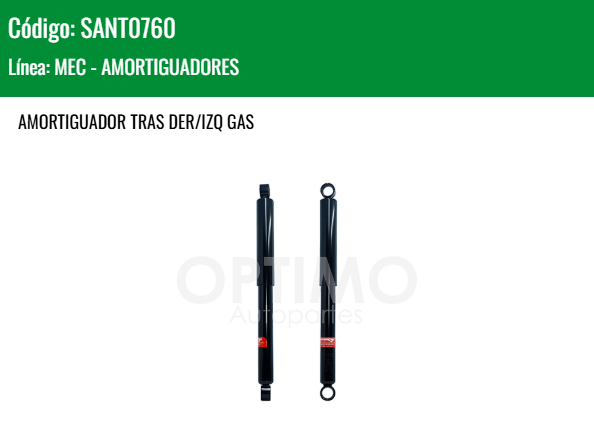 Imagen de SANT0760 AMORTIGUADOR TRASERO DER/IZQ GAS TOYOTA HILUX 2WD 4WD 2.7L 2.8L 16-25