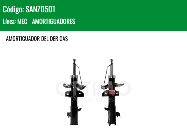 Imagen de SANZ0501 AMORTIGUADOR DELANTERO DERECHO GAS MAZDA 2 1.5L HATCHBACK 12-15