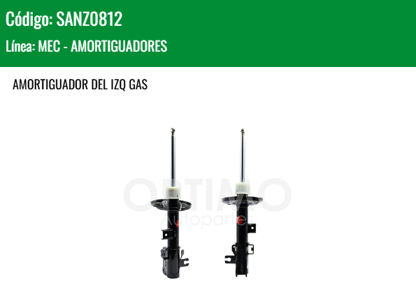 Imagen de SANZ0812 AMORTIGUADOR DELANTERO IZQUIERDO GAS MAZDA CX-9 2.5L 16-23