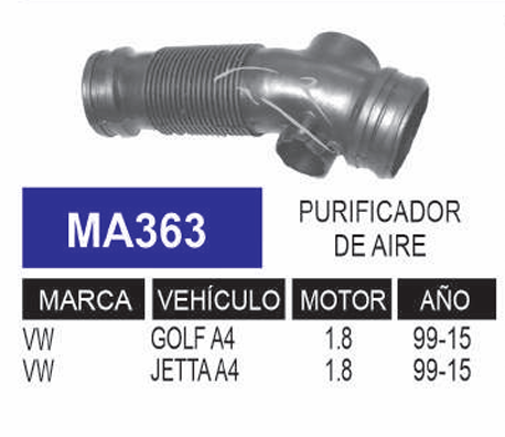 Imagen de MA363 DUCTO PURIFICADOR DE AIRE VOLKSWAGEN GOLF A4 JETTA A4 1.8L L4 99-15
