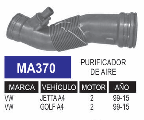 Imagen de MA370 DUCTO PURIFICADOR DE AIRE VOLKSWAGEN GOLF A4 JETTA A4 2.0L L4 99-15