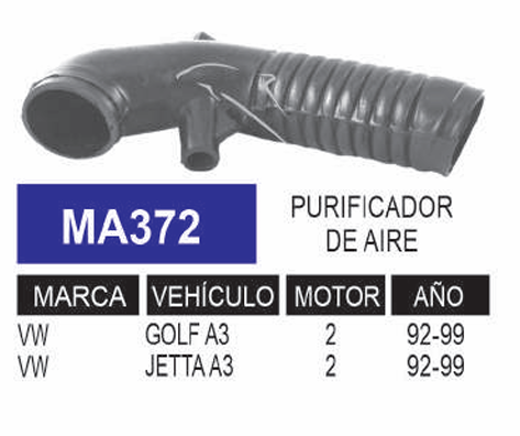 Imagen de MA372 DUCTO PURIFICADOR DE AIRE VOLKSWAGEN GOLF A3 JETTA A3 2.0L L4 92-99