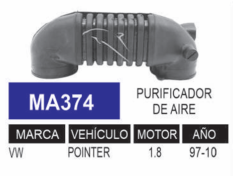 Imagen de MA374 DUCTO PURIFICADOR DE AIRE VOLKSWAGEN POINTER 1.8L L4 97-10