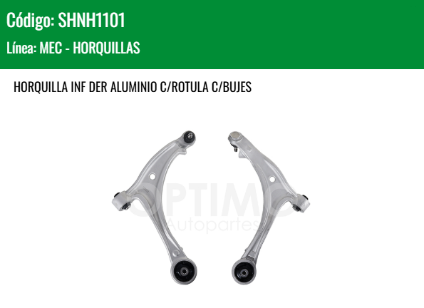 Imagen de SHNH1101 HORQUILLA INFERIOR DERECHA ALUMINIO C/ROTULA C/BUJES HONDA ODYSSEY 3.5L 05-10