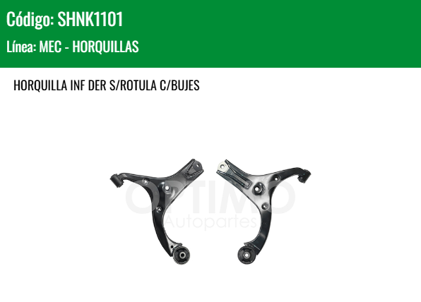 Imagen de SHNK1101 HORQUILLA INFERIOR DERECHA S/ROTULA C/BUJES CHRYSLER DODGE ATTITUDE 1.4L 1.6L 06-11