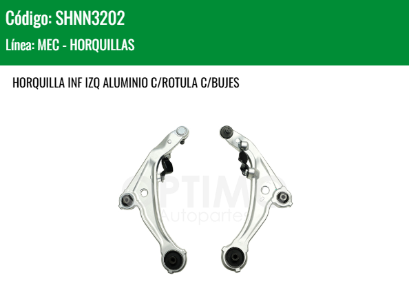 Imagen de SHNN3202 HORQUILLA INFERIOR IZQUIERDA C/ROTULA C/BUJES NISSAN ALTIMA 2.5L 3.5L 07-12 (ALUMINIO)