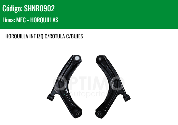 Imagen de SHNR0902 HORQUILLA INFERIOR IZQUIERDA C/ROTULA C/BUJES RENAULT KWID 1.0L 19-25