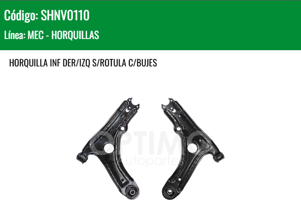 Imagen de SHNV0110 HORQUILLA INFERIOR DER/IZQ S/ROTULA C/BUJES VOLKSWAGEN JETTA GOLF A3 1.8L 2.0L 93 - 98