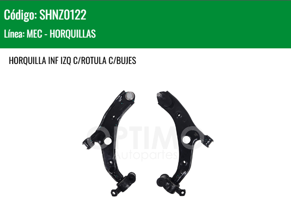 Imagen de SHNZ0122 HORQUILLA INFERIOR IZQUIERDA C/ROTULA C/BUJES MAZDA 3 2.0L 2.5L 14-18
