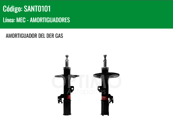 Imagen de SANT0101 AMORTIGUADOR DELANTERO DERECHO TOYOTA CAMRY 2.4L 3.5L 07-11