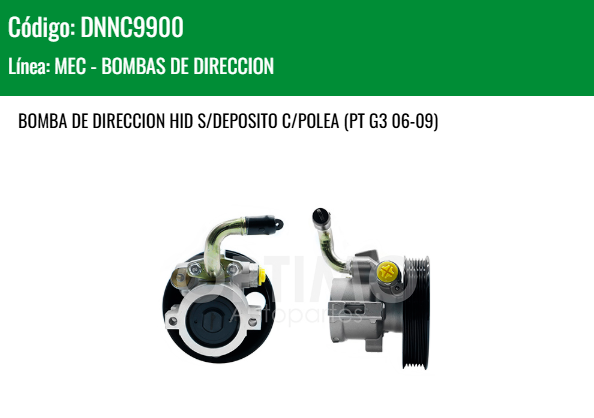 Imagen de DNNC9900 BOMBA DE DIRECCION HIDRAULICA S/DEP C/POLEA CHEVROLET AVEO 1.6L 07-17 PONTIAC G3 06-09