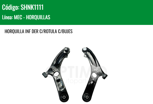 Imagen de SHNK1111 HORQUILLA INFERIOR DERECHA C/ROTULA C/BUJES CHRYSLER DODGE ATTITUDE 1.6L12-14