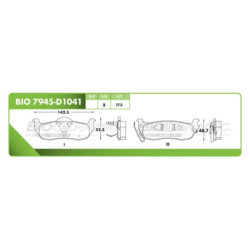 Imagen de BIO7945-D1041 BALATA FRENO DE DISCO TRASERA JEEP COMMANDER (06-10) - GRAND CHEROKEE (05-10) - NISSAN ARMADA (05-15) - PATHFINDER (04) - TITAN (04-15)