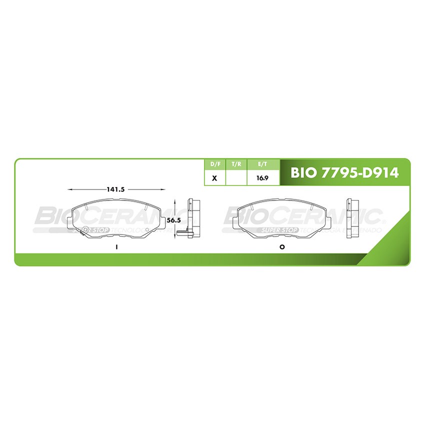 Imagen de BIO-7795-D914 BALATA FRENO DE DISCO DELANTERA HONDA ACCORD (04-07) (11-17) - CIVIC (13-22) - CR-V (02-06) (12-16), imagen 4