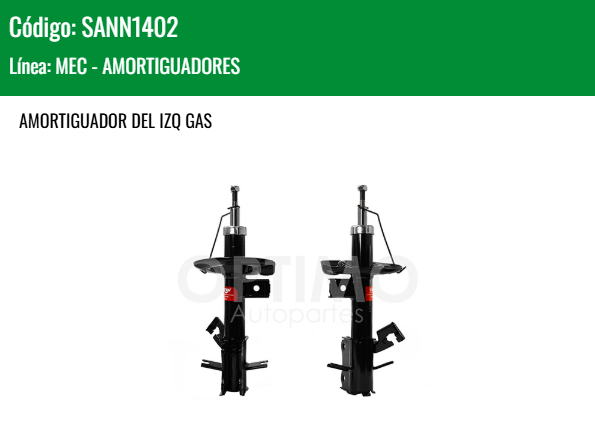 Imagen de SANN1402 AMORTIGUADOR DEL IZQ GAS NISSAN SENTRA B16 2.0L 2.5L 07-12